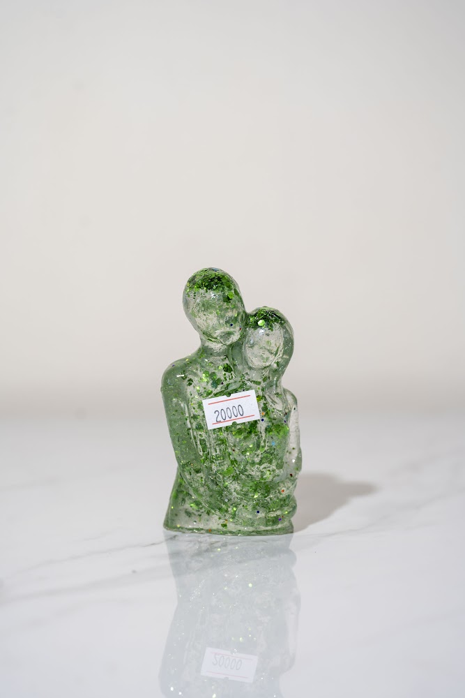Green Glitter Resin Embrace Sculpture