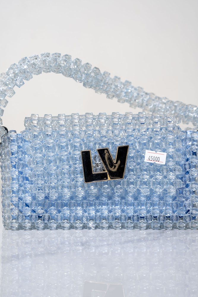 Sky Blue Crystal Bead Handbag