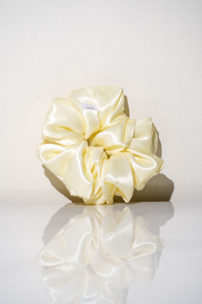 Oversized Ivory Satin Hair Scrunchie