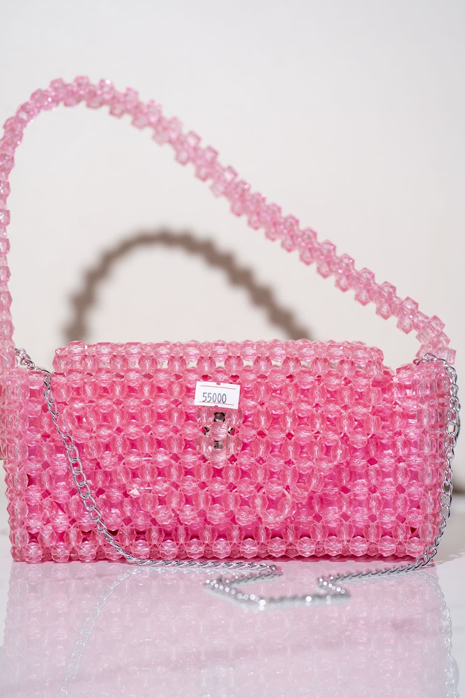 Pink Crystal Bead Shoulder Bag