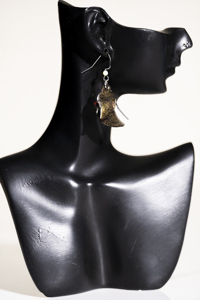 Olive Glitter Resin Fish Drop Earrings