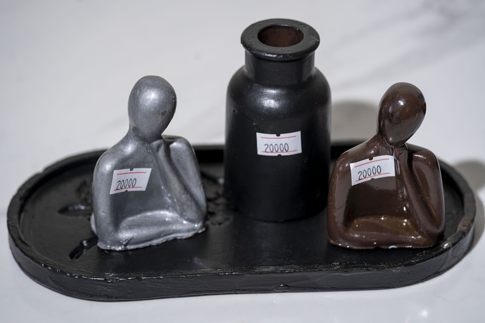 Resin Meditation Figure & Vase Decor Set