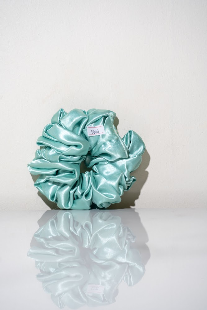 Mint Satin Oversized Hair Scrunchie