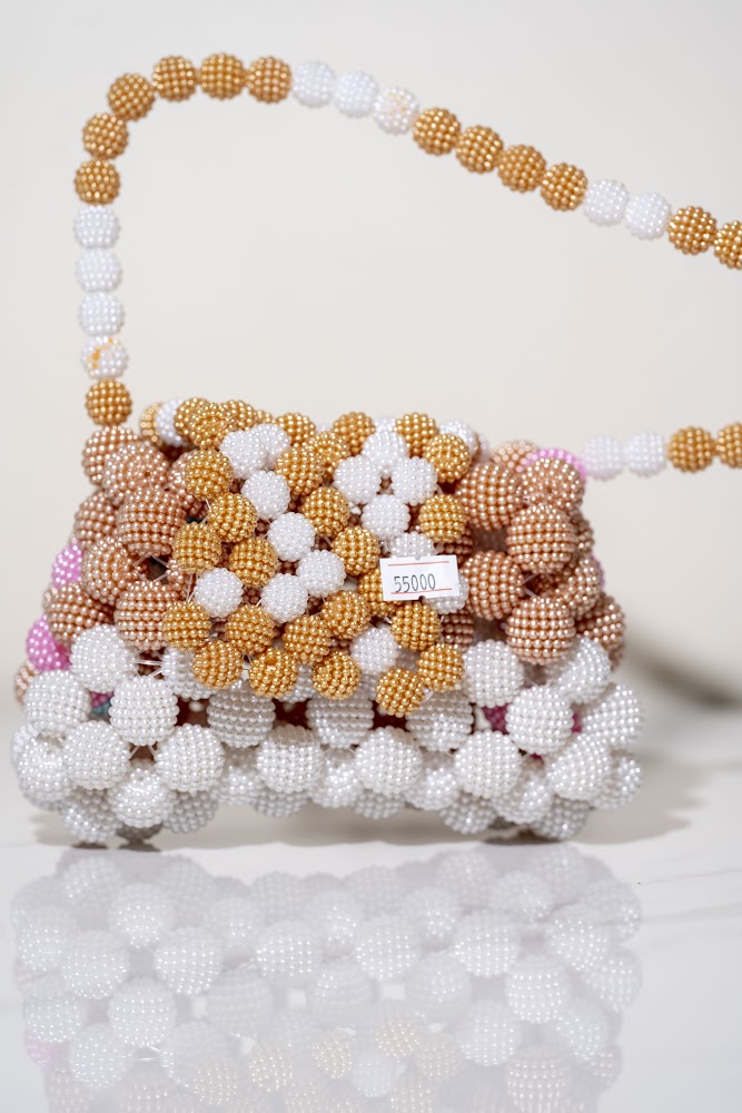 Gold & Pearl Floral Beaded Handbag