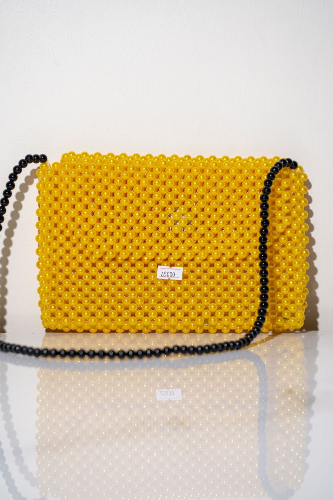 Sunshine Yellow Pearl Beaded Shoulder Bag