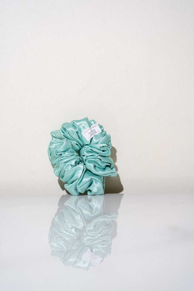 Mint Satin Hair Scrunchie