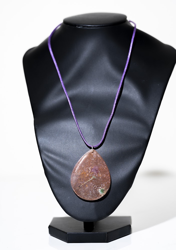 Mauve Dried Flower Resin Pendant Necklace