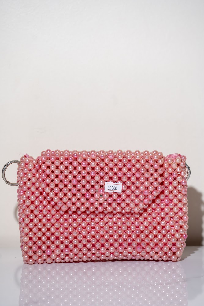 Blush Pink Pearl Beaded Shoulder Clutch