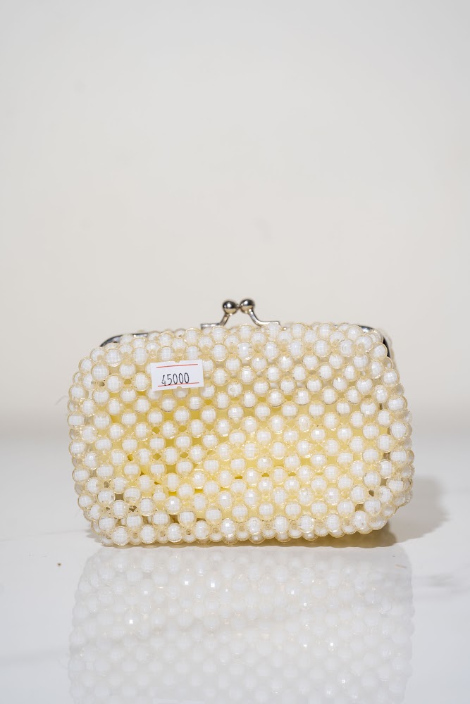 Ivory Pearl Kiss-Lock Beaded Clutch