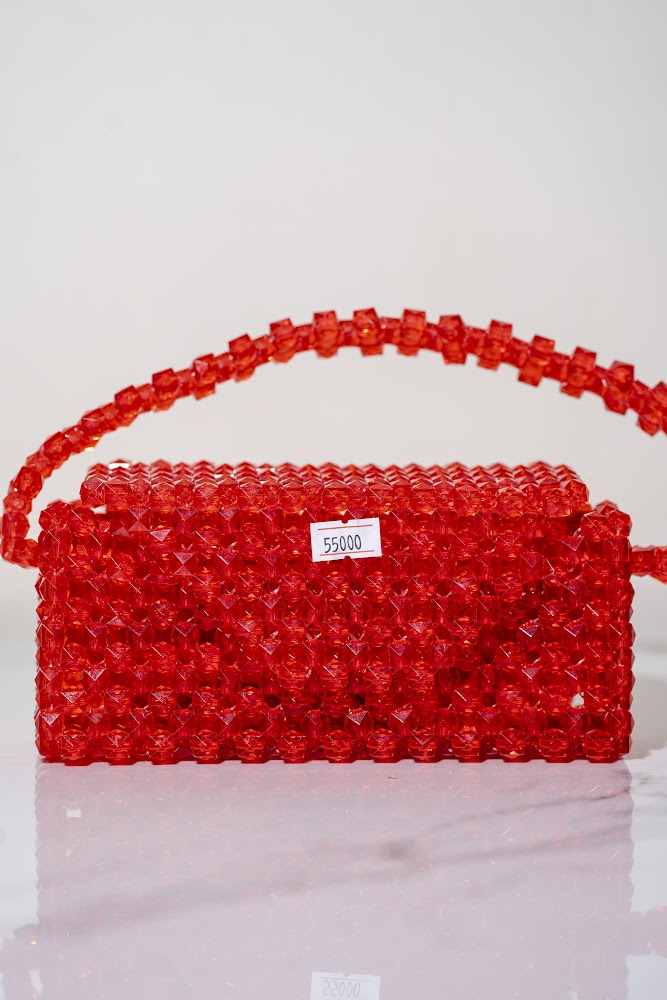Ruby Red Crystal Faceted Bead Handbag