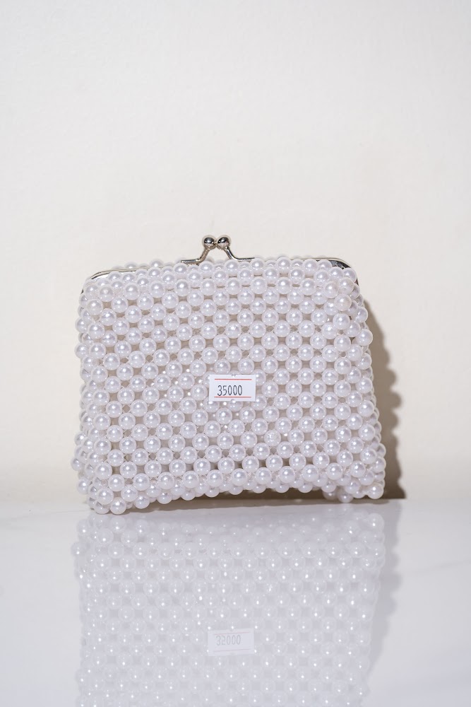 Snow White Pearl Beaded Coin Purse