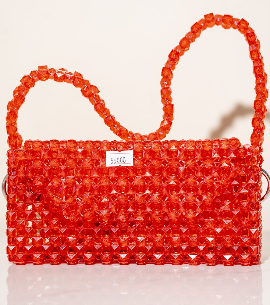 Scarlet Crystal Faceted Bead Tote Bag