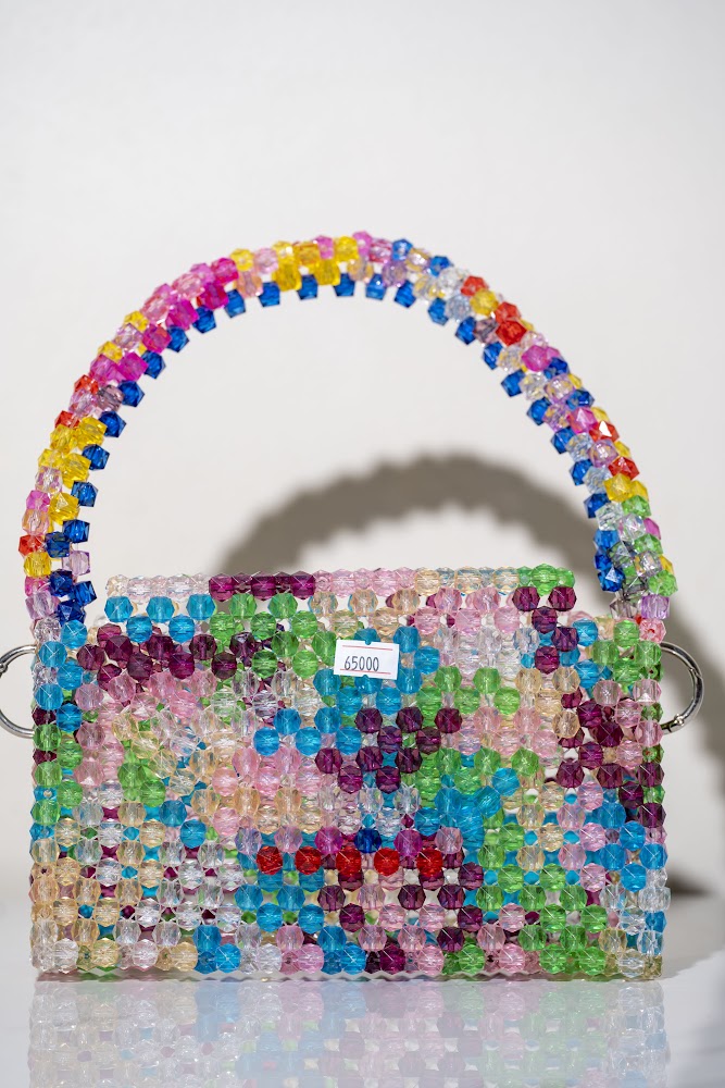 Rainbow Crystal Bead Statement Handbag