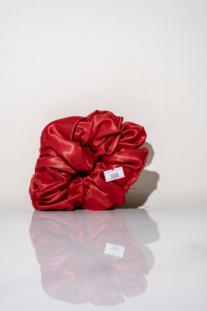 Oversized Red Satin Scrunchie