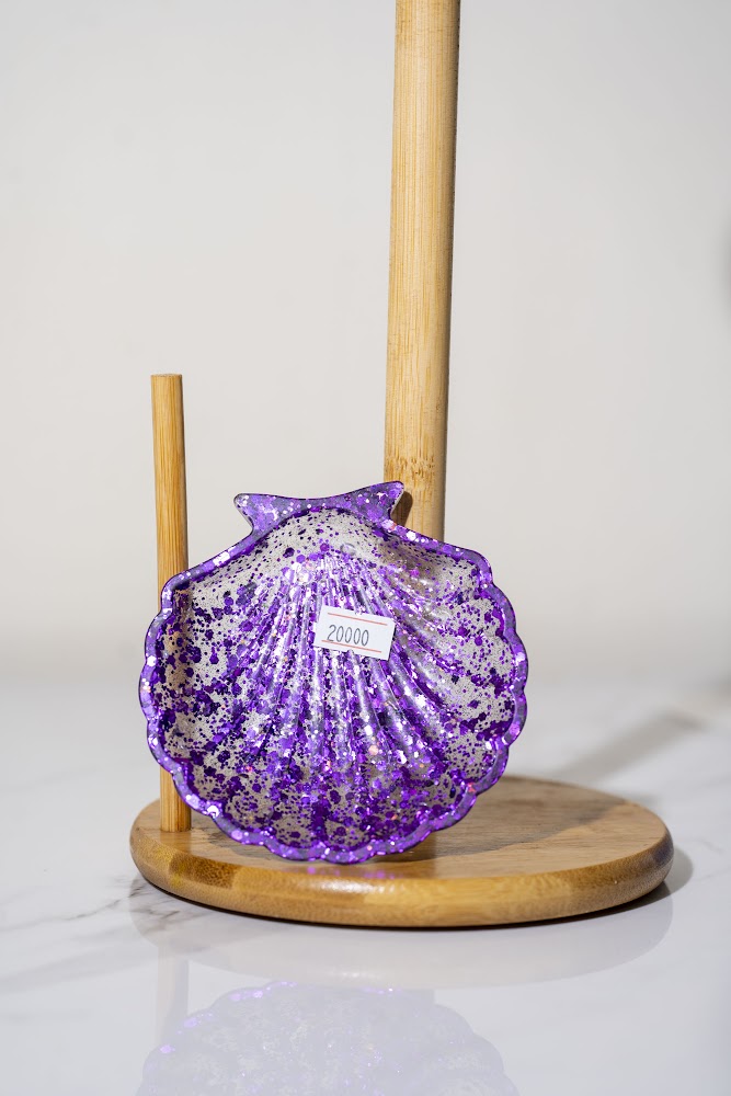 Purple Glitter Resin Seashell Trinket Dish