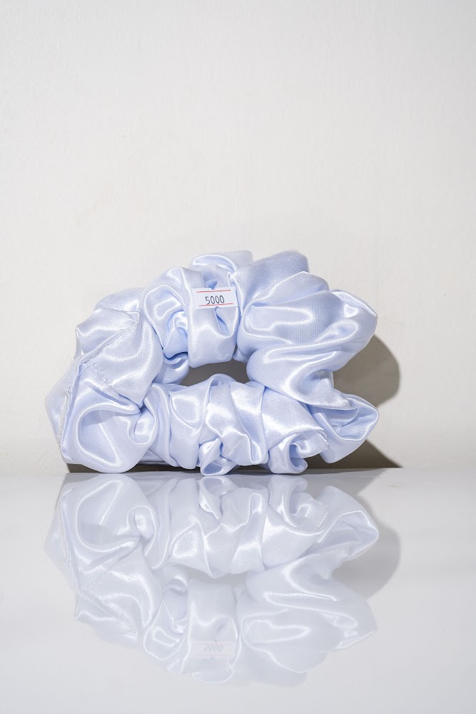 Baby Blue Satin Hair Scrunchie