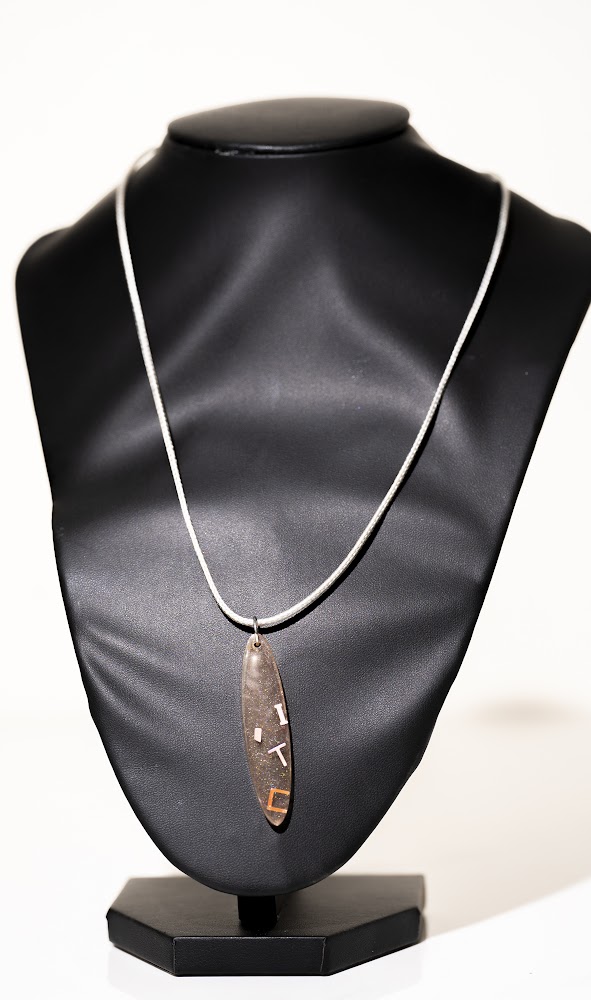 Smoky Geometric Oblong Resin Pendant Necklace