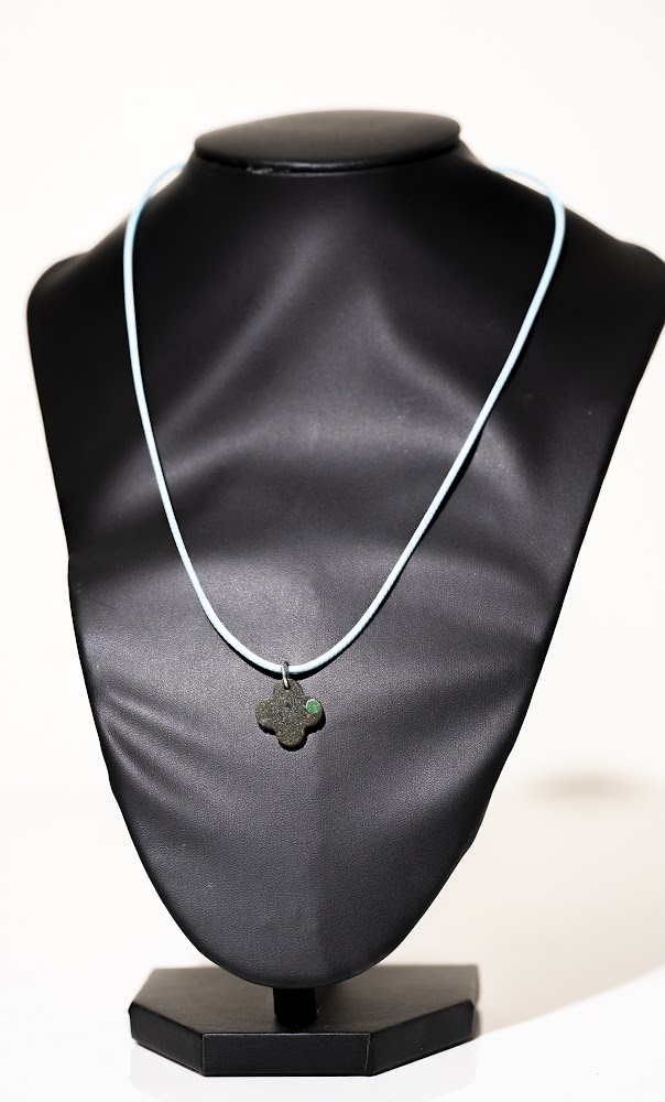 Dark Clover Pendant Cord Necklace