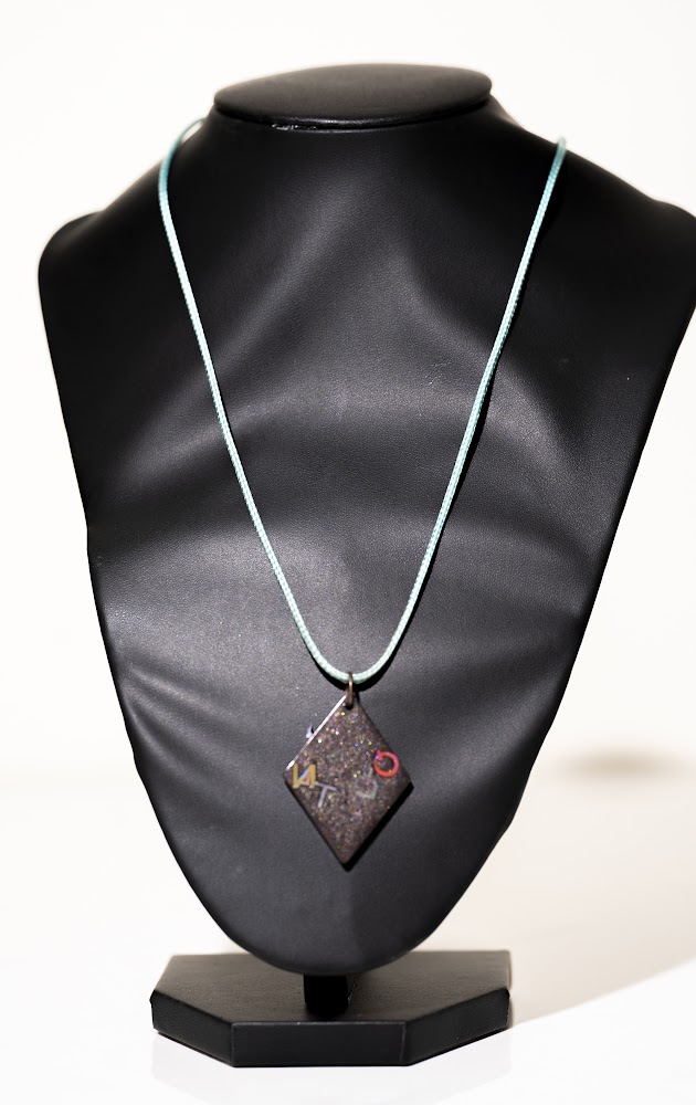 Midnight Diamond Resin Pendant Necklace