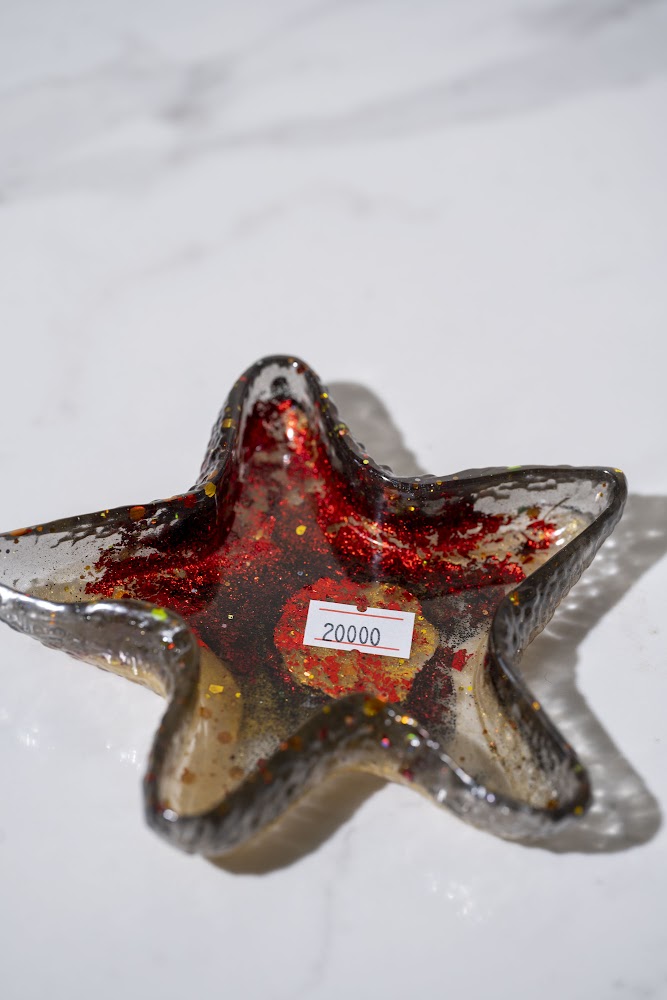 Red Glitter Starfish Resin Tray