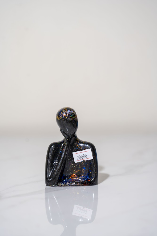 Galaxy Glitter Resin Thinker Figurine