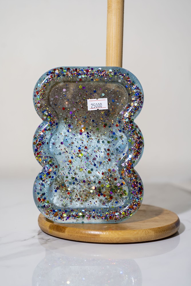 Rainbow Confetti Resin Phone Stand