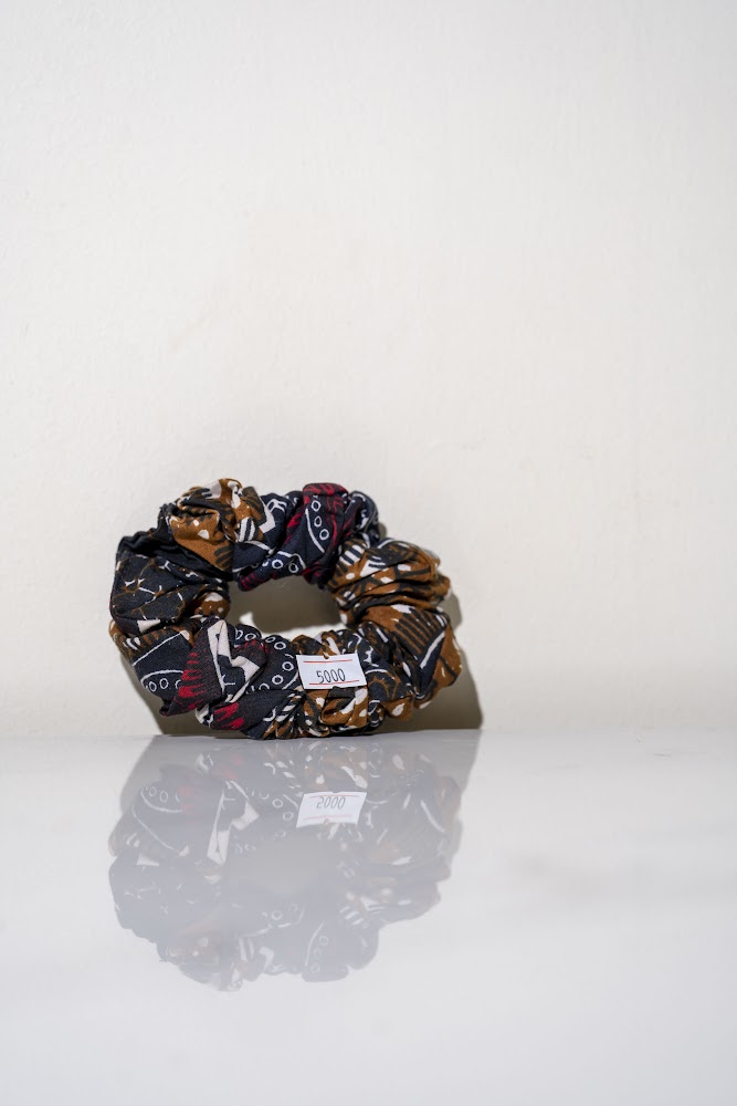 Ankara Print Earth-Tone Hair Scrunchie