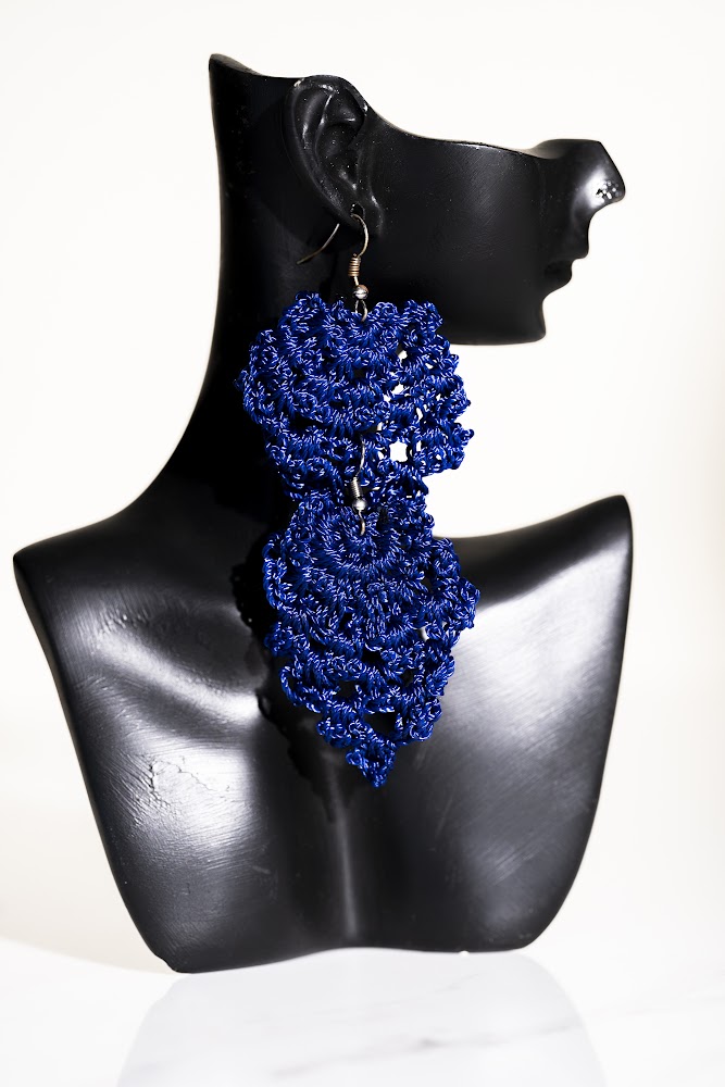 Royal Blue Crochet Lace Drop Earrings