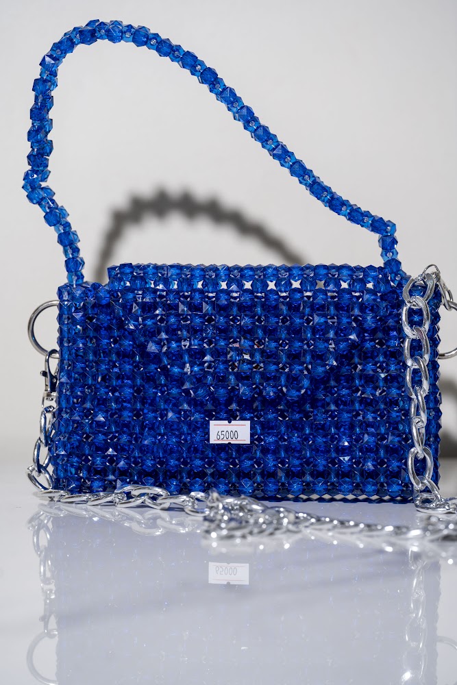 Royal Blue Crystal Beaded Handbag