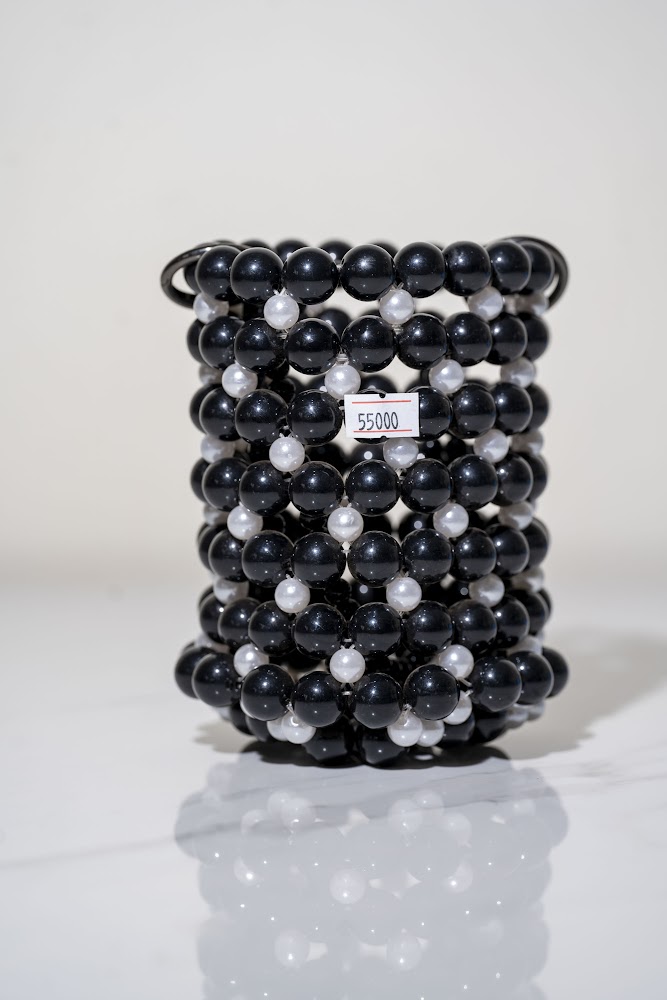 Black & White Pearl Bead Bracelet Set