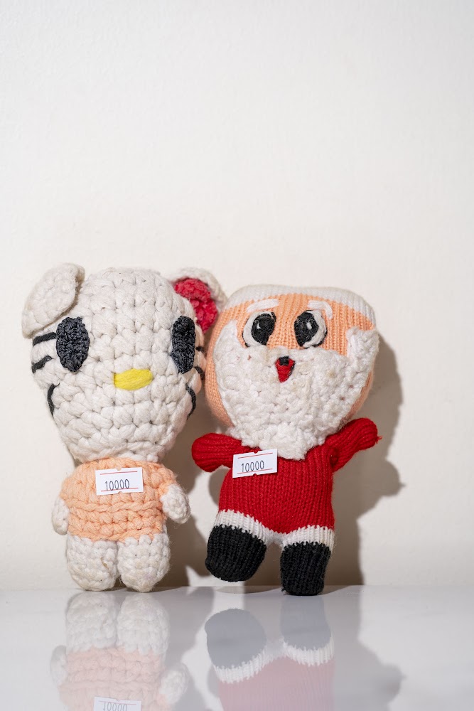 Handknit Kitty & Santa Character Dolls