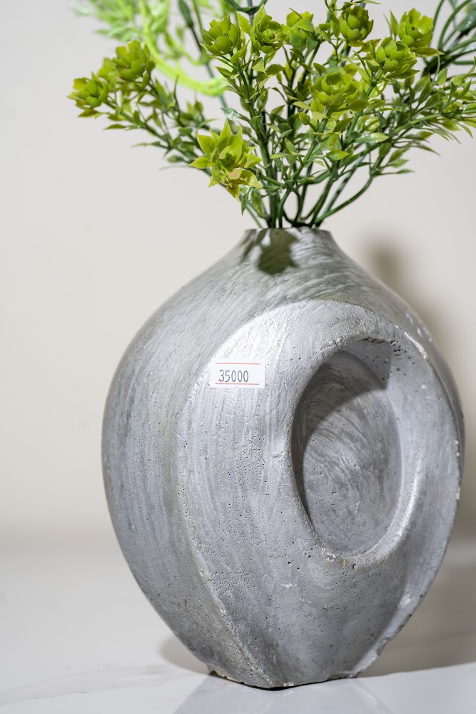 Handcrafted Silver-Grey Ceramic Vase