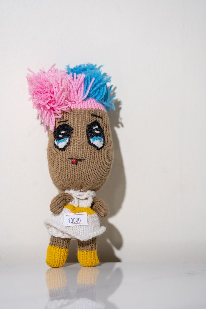 Handknit Multicolor Hair Fashion Doll
