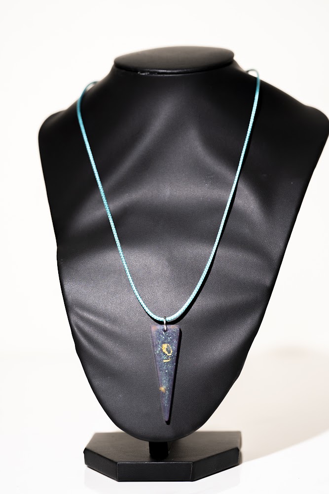 Midnight Navy Resin Triangle Pendant Necklace