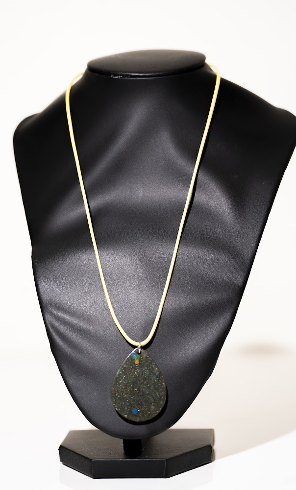 Forest Green Galaxy Resin Teardrop Necklace