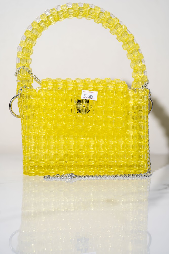 Sunshine Yellow Crystal Beaded Handbag