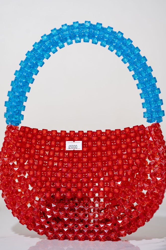 Ruby Red Crystal Beaded Basket Bag