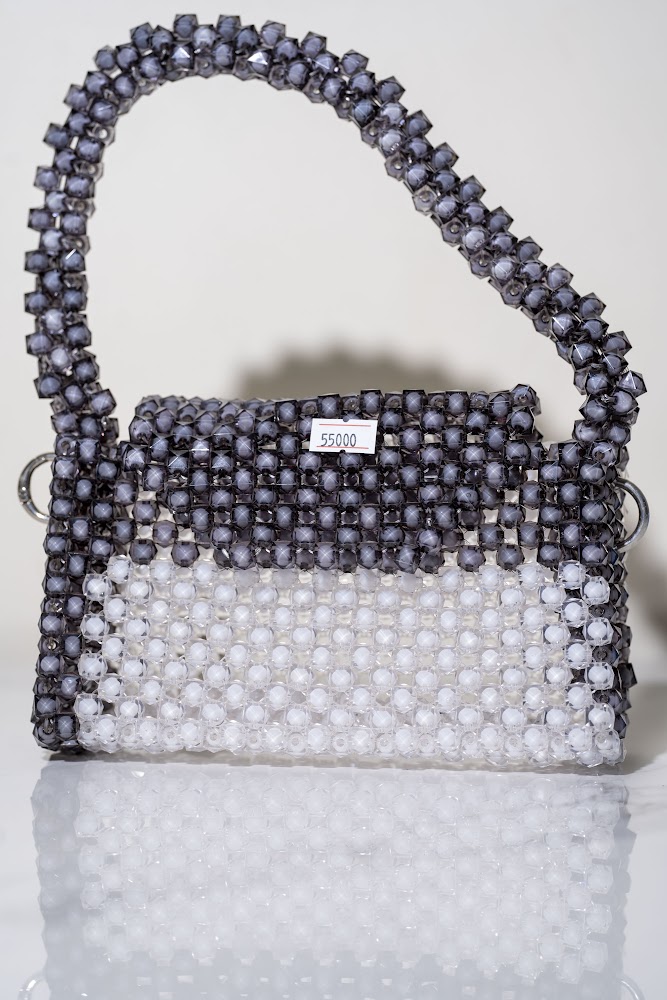 Monochrome Ombre Beaded Flap Handbag