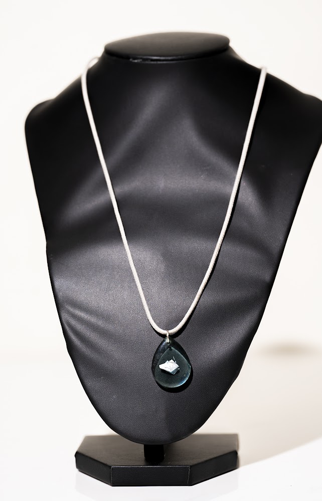 Teal Teardrop Resin Pendant Necklace