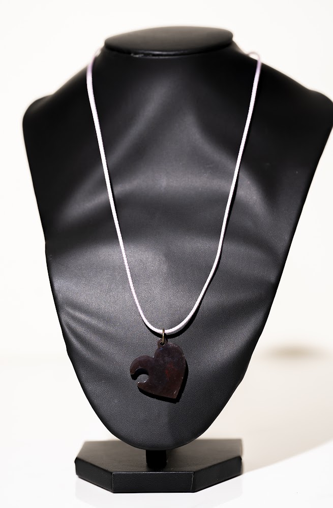 Dark Brown Resin Heart Pendant Necklace