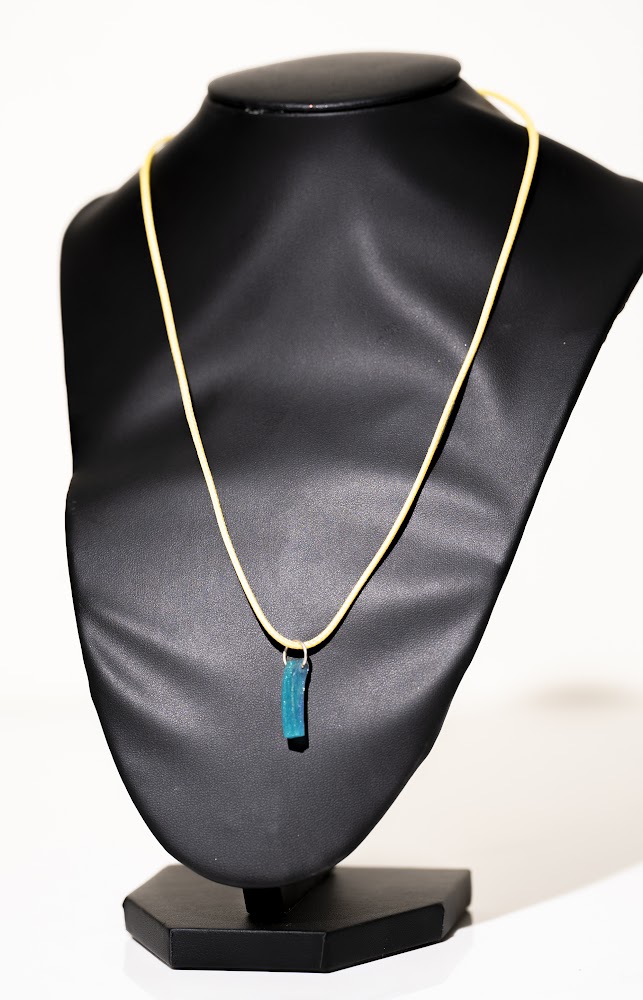 Teal Bar Resin Pendant Necklace