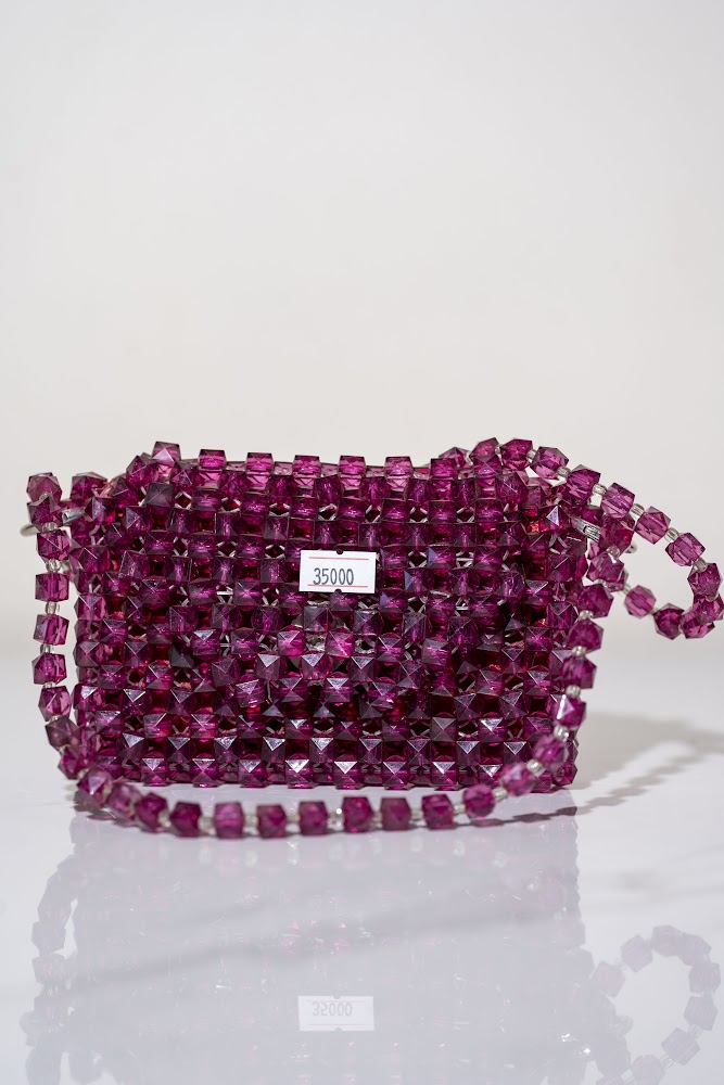 Fuchsia Crystal Bead Clutch Bag