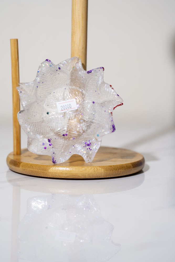 Clear Iridescent Resin Dahlia Flower Decoration