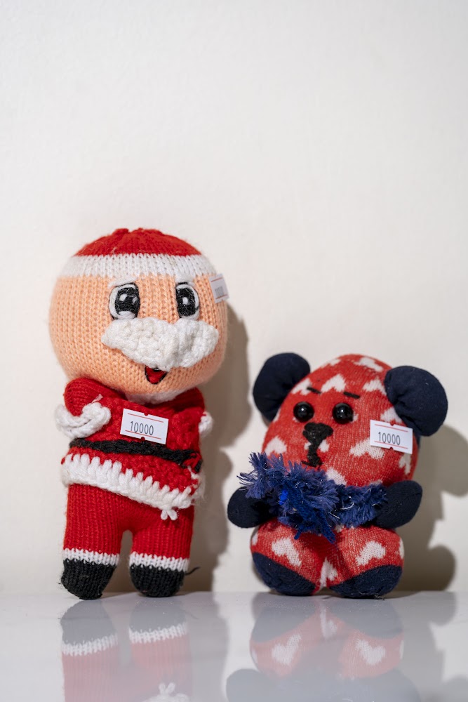 Knitted Santa & Bear Stuffed Toy Set