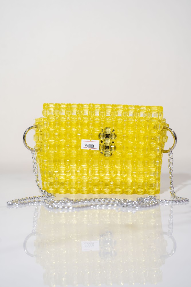 Sunshine Yellow Beaded Crossbody Bag