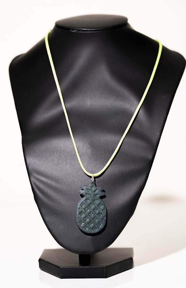 Dark Teal Pineapple Resin Pendant Necklace
