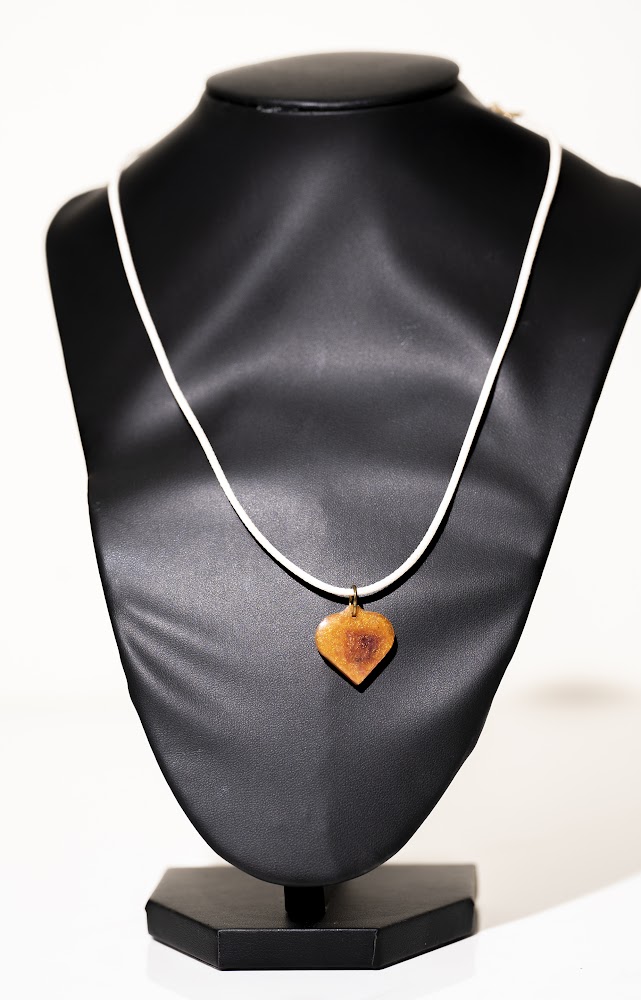 Amber Heart Resin Pendant Necklace