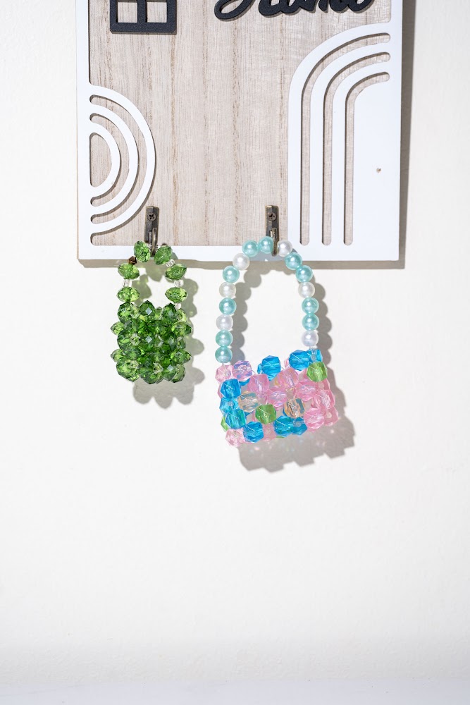 Crystal Beaded Mini Handbag Set, Green & Pastel