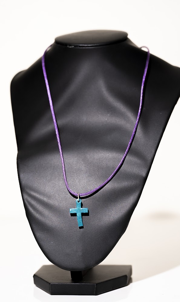 Teal Resin Cross Pendant Necklace