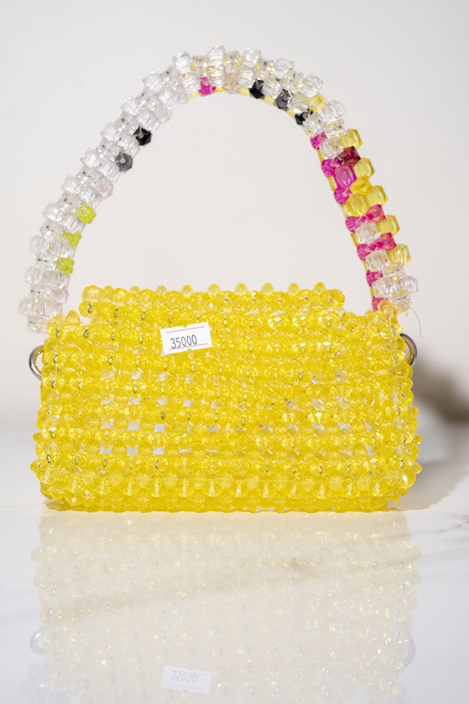 Sunshine Yellow Crystal Beaded Handbag
